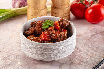 Hungarian goulash with beef meat