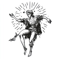 Fototapeta premium Tarot cards the fool art illustration dancing.