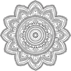 Intricate floral mandala with ornamental lace pattern in vintage round design