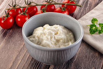 Italian delicous stracciatella young soft cheese