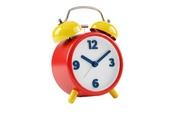 Isolated Red Alarm Clock with Yellow Bells Detailed Design