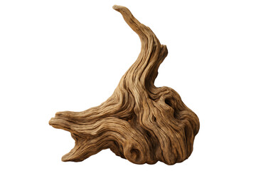 Gnarly weathered driftwood with intricate textures isolated on transparent background