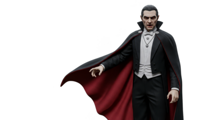 Isolated Dracula PNG Image Vampire with Cape in Darkness Fangs Monster