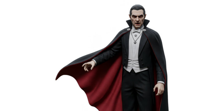 Isolated Dracula PNG Image Vampire with Cape in Darkness Fangs Monster