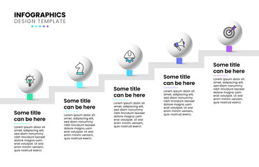 Infographic template. Staircase with balls and 5 steps