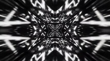 Kaleido scope pattern black, mirrored black and white abstract pattern spinning in motion perfect for VJ loops psychedelic visuals and hypnotic digital backgrounds - Powered by Adobe