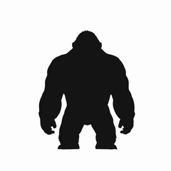 Obraz premium Black bear silhouette walking with an isolated elephant, rhinoceros, and other large mammal wildlife vector illustrations on white