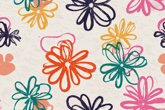 Seamless Pattern Minimalist Arabesque Floral and Vine Design in Warm Taupe and Cream with Moroccan Lattice Texture Background 