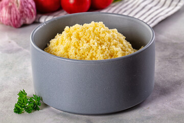Boiled wheat couscous grain garnish