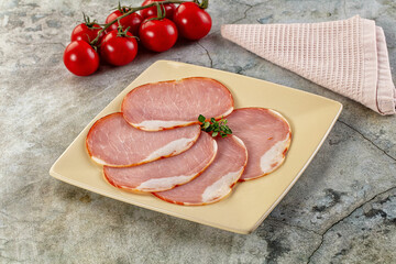 Cured dry pork meat slices