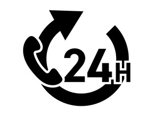 シンプルな24時間の受話器アイコン