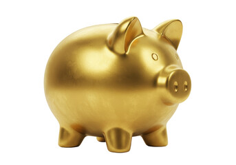 Isolated Golden Piggy Bank Symbolizing Financial Prosperity