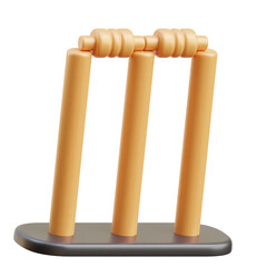 Orange and black Cricket Stump 3d icon illustration