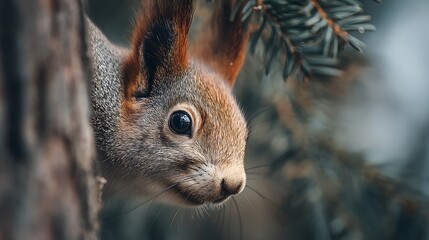 Close-up of a Squirrel on a Tree