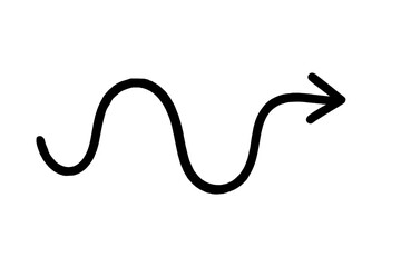 Sinuous Arrow Pointing Right Outline Icon Vector - Curvy Directional Symbol
