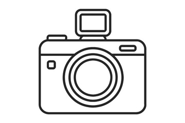 Digital Camera Photography Device Outline Icon Vector - Modern Photo Equipment