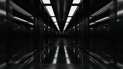Neon corridor glow, dark cyberpunk hallway with glowing reflections ideal for dystopian visuals virtual world transitions and scifi environment scenes - Powered by Adobe