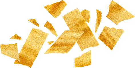 Long chips isolated on white background with clipping path
