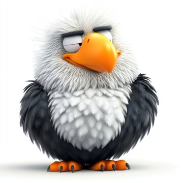 Furry eagle illustration funny bird.
