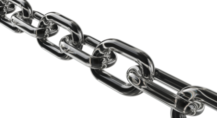 Close-Up of Metal Chain Links in a Modern Workshop Environment, Highlighting Strength and Connectivity