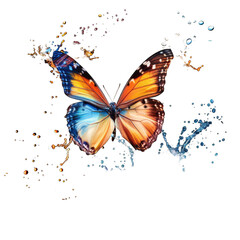 Vibrant butterfly in abstract floral setting