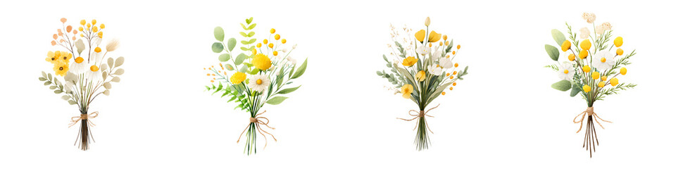 Obraz premium Wildflower Bouquets: Watercolour Style Illustrations for Spring