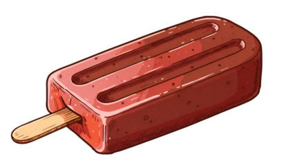 Isometric Illustration of Chocolate Ice Cream Popsicle Isolated on White