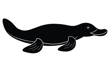 platypus swimming vector icon