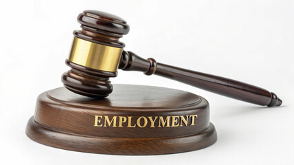 Employment labor law. Employment labor law gavel wooden justice legal workplace concept authority regulation court equality