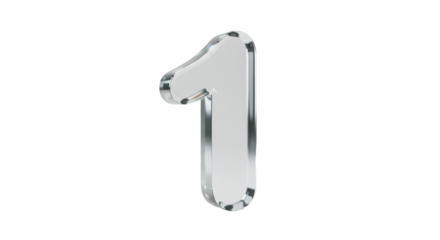 Metallic Silver One Number Balloon Illustration Transparent Background