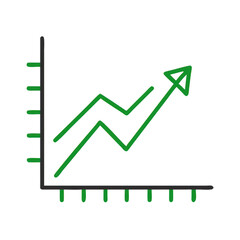 Green Upward Trend Graph on Transparent Background