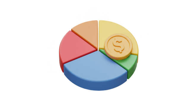 Pie Chart 3D Render Finance Business Diagram Coin Investment Graphic