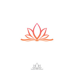 Abstract linear Lotus logo design flat style with book