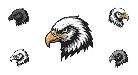 Pixelated Eagle Head Logo Illustration White Eagle Bird Mascot Design