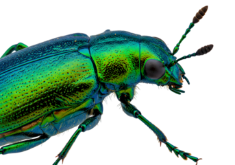 Isolated 3D Rendering of a Metallic Green Jewel Beetle Insect on Transparent Background