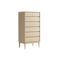 Tall wooden chest of drawers with modern minimalist furniture look Isolated Transparent PNG Image