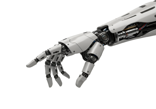 Isolated 3d Rendering of Robotic Arm Hand Technology and Automation