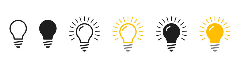 Light Bulb icon set. Idea icon symbol vector. Energy and thinking symbol. Innovative idea modern stylish icon with light bulb