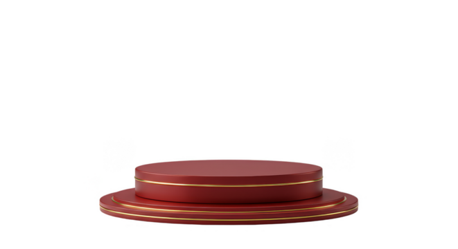 Red Gold Trimmed Pedestal Podium Stage Display 3d Rendering