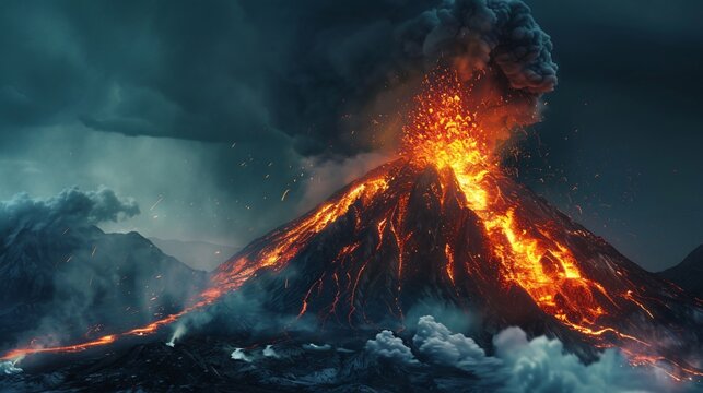 A volcanic eruption natural disaster