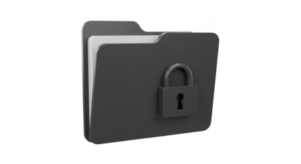 Secure Folder with Lock 3d Render Transparent Background