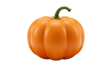 Isolated Ripe Orange Pumpkin with Green Stem