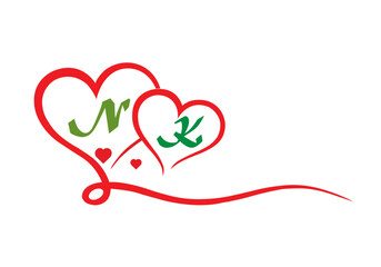love and kn logo design 