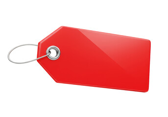 Isolated Red Price Tag with Silver String