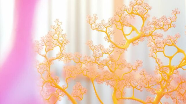 Pink Abstract Network Structure Extends and Grows