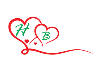 love and h b logo design 
