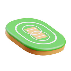 Green and brown Cricket Field 3d icon illustration