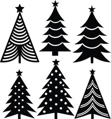 Six Christmas Tree Silhouettes