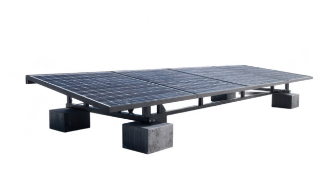 Solar panel array on concrete supports