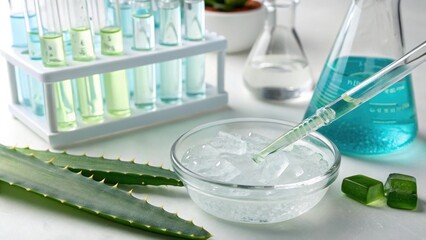 Aloe vera extract being prepared in a laboratory setting